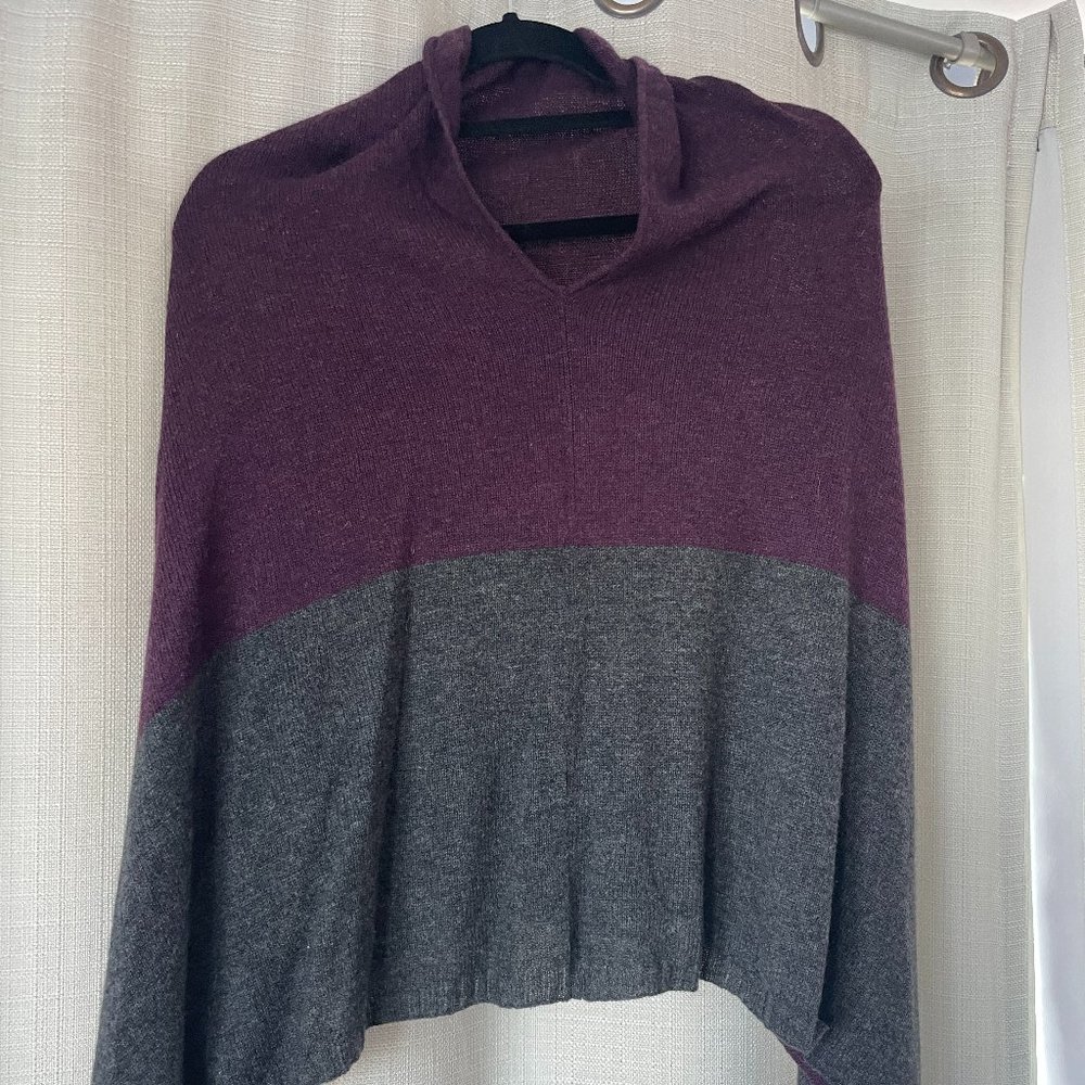 Cashmere Blend Cape, All Size Soft Wrap Mulberry/Grey